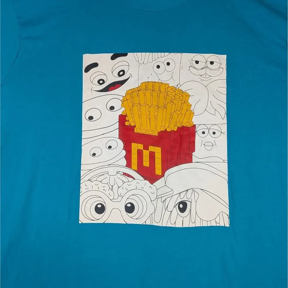 McDonalds Tee Shirt Unisex Size 2XL Blue French Fries Short Sleeve